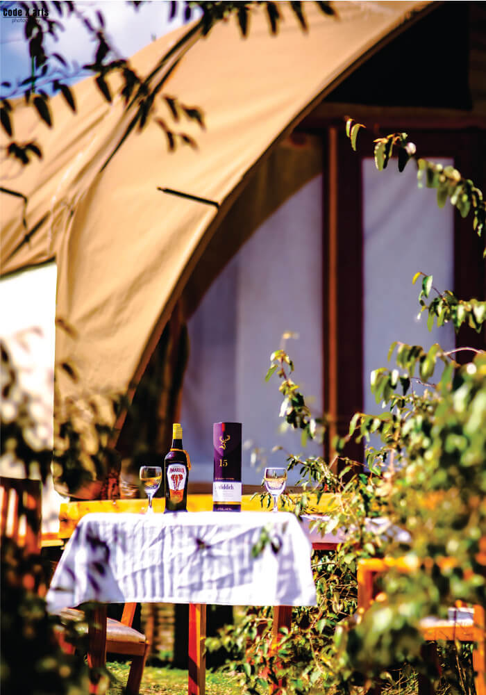 Wine table setting near tented camp on 3 Day Budget Masai Mara Hotels Accommodations